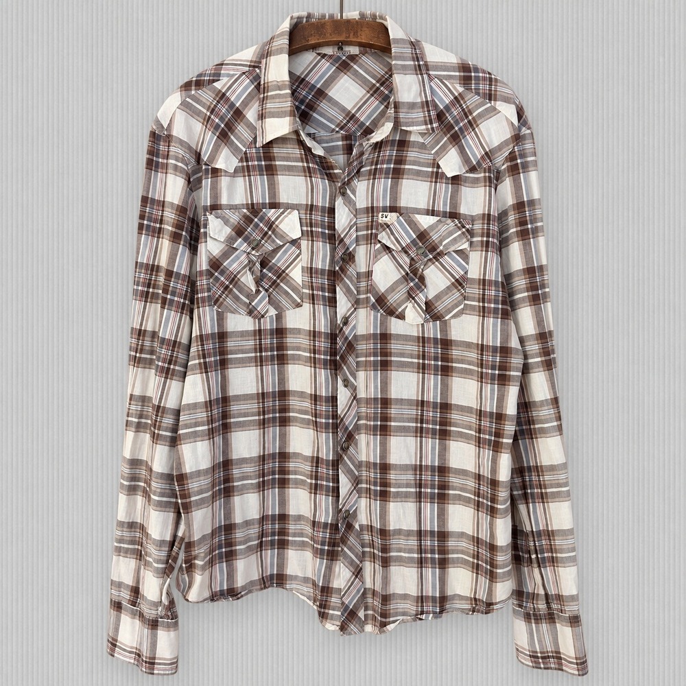 Salt Valley Western Shirt Size XL Lightweight Cotton Snap Stone Buttons Ranch